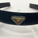Prada Triangle Logo Velour Headband Velvet — view 4