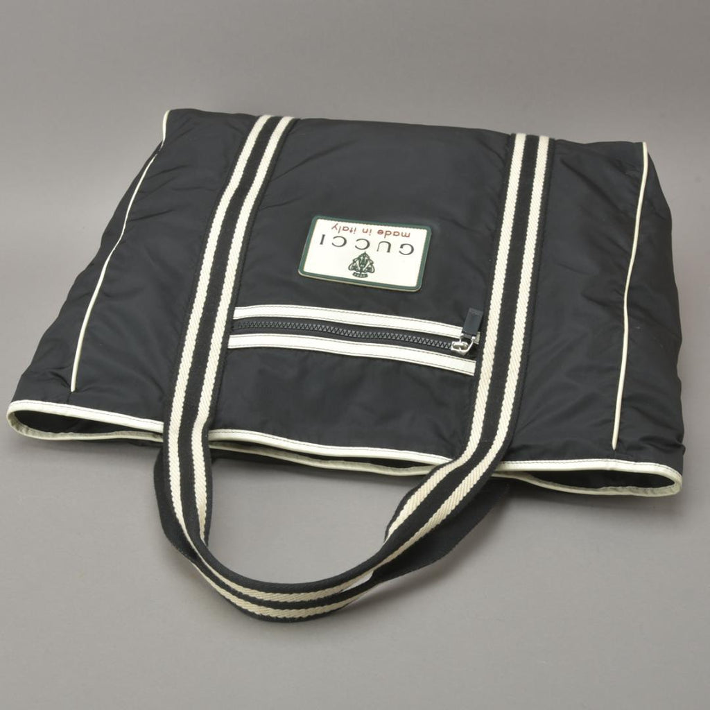 Gucci Crest Tote Bag Nylon Black White — view 4