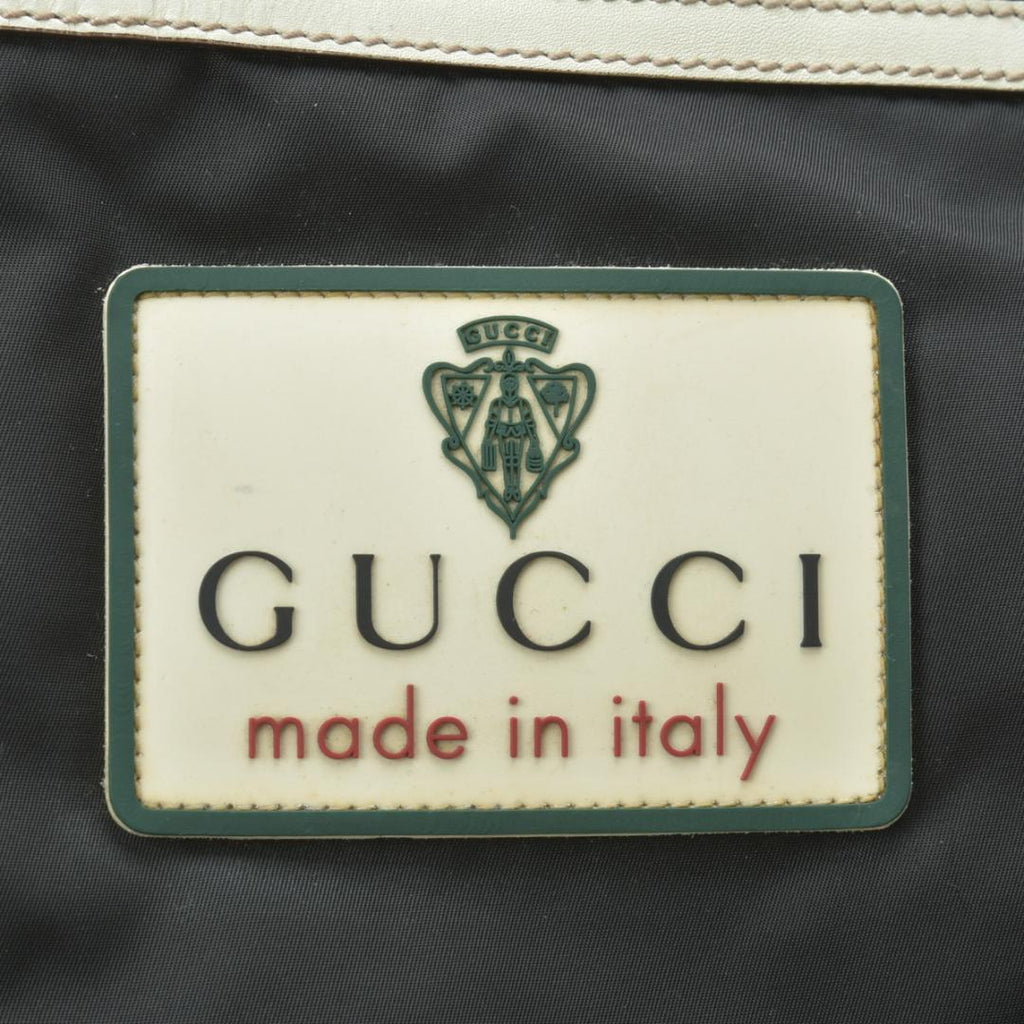 Gucci Crest Tote Bag Nylon Black White — view 6