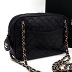 Chanel Quilted Lambskin Chain Shoulder Bag Black