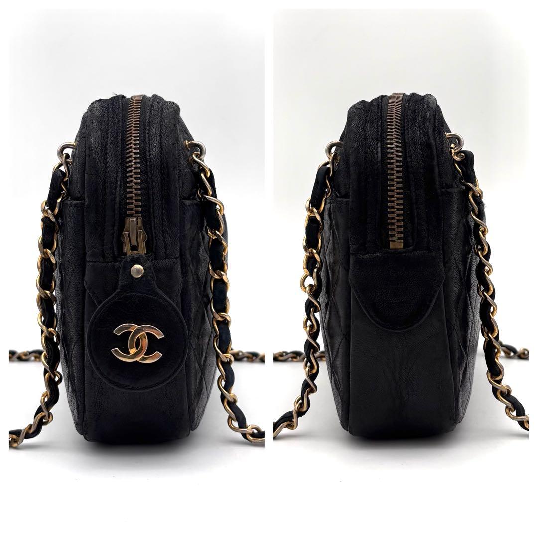 Chanel Quilted Lambskin Chain Shoulder Bag Black — view 5