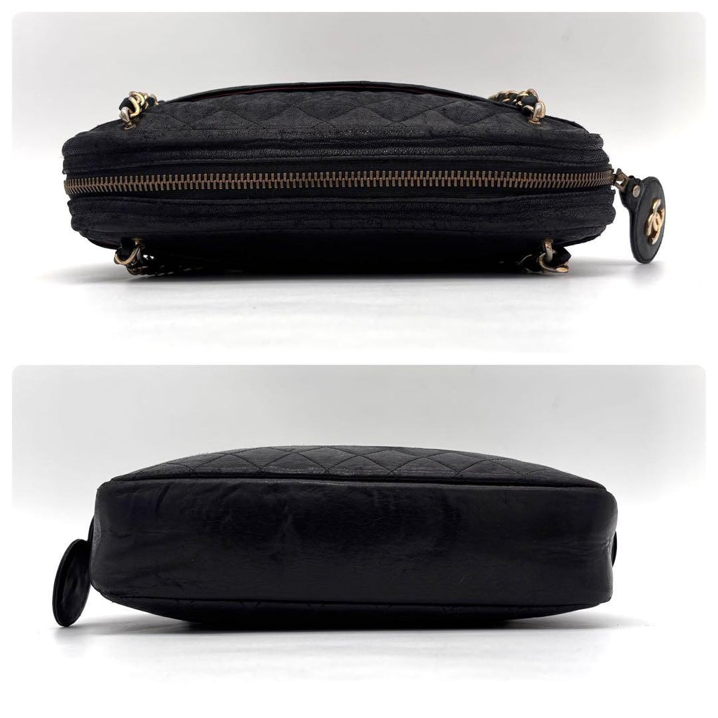 Chanel Quilted Lambskin Chain Shoulder Bag Black — view 6