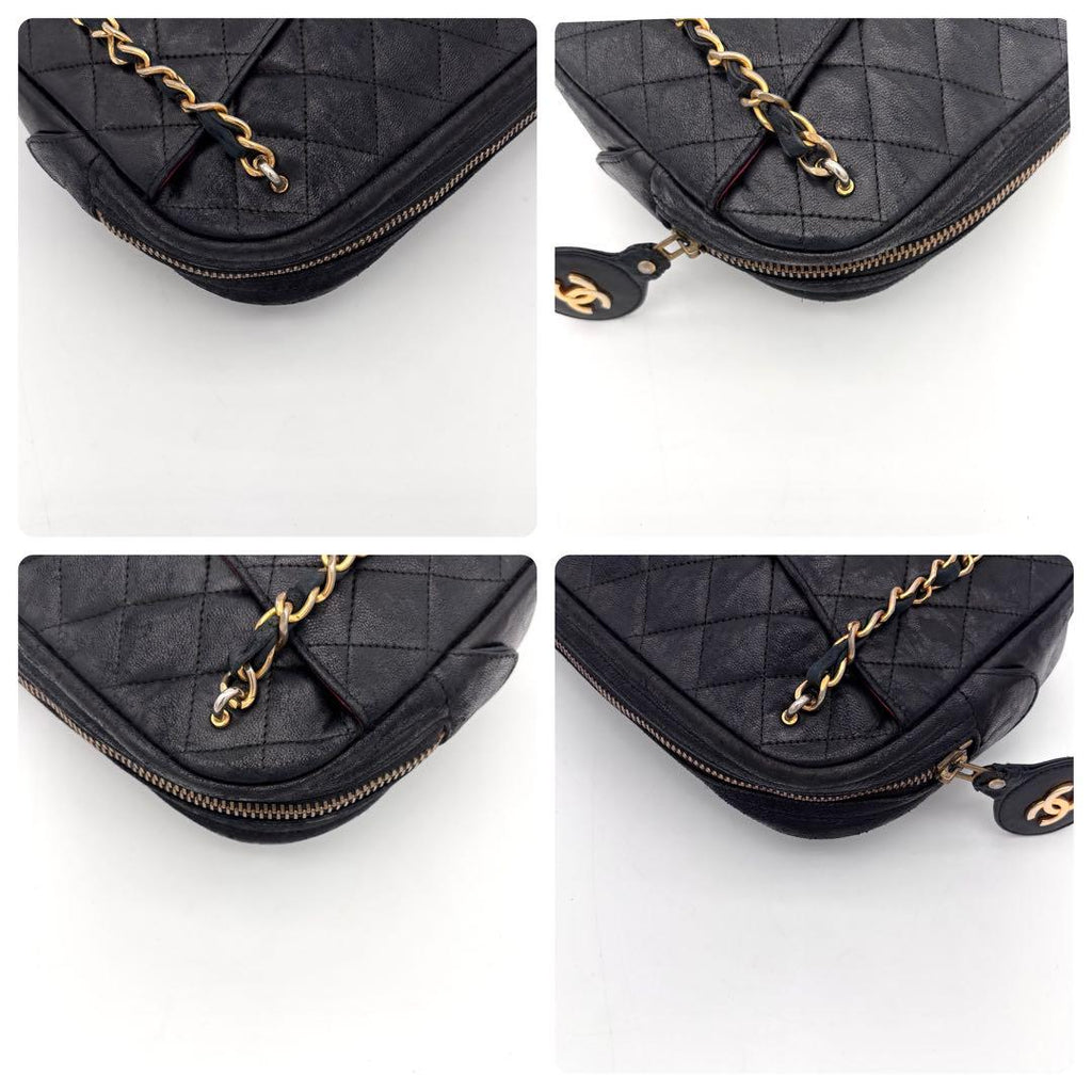 Chanel Quilted Lambskin Chain Shoulder Bag Black — view 8
