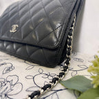 Chanel Chain Wallet Black Quilted Shoulder — view 5