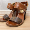 Louis Vuitton Passenger Line Monogram Sandals 37 Brown