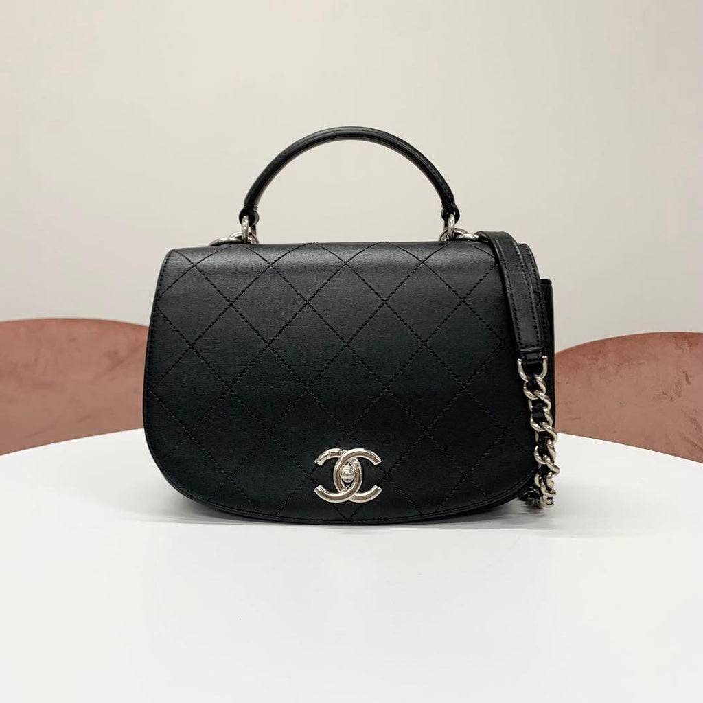Chanel Quilted Turnlock Single Flap Top Handle