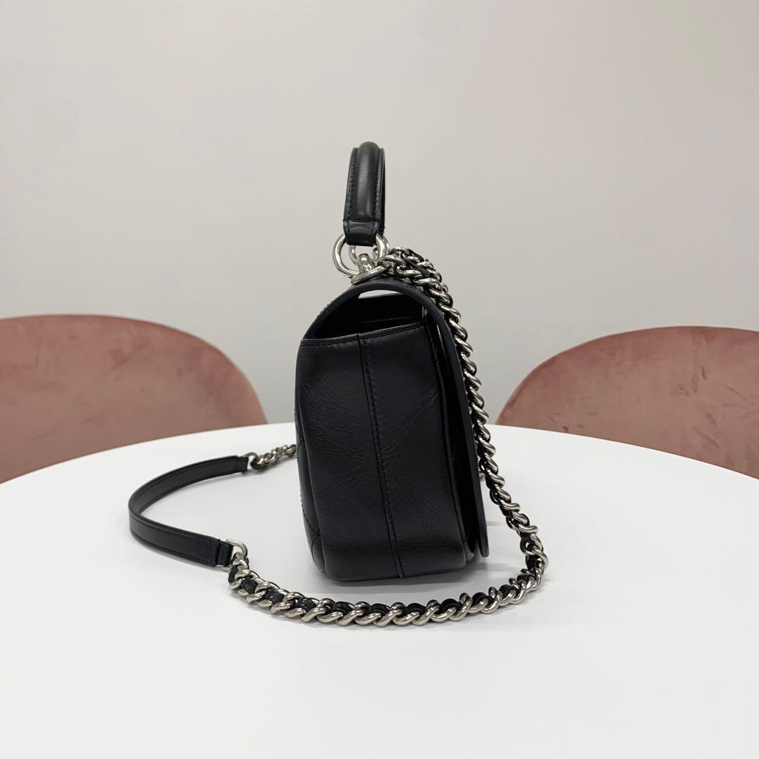 Chanel Quilted Turnlock Single Flap Top Handle — view 2