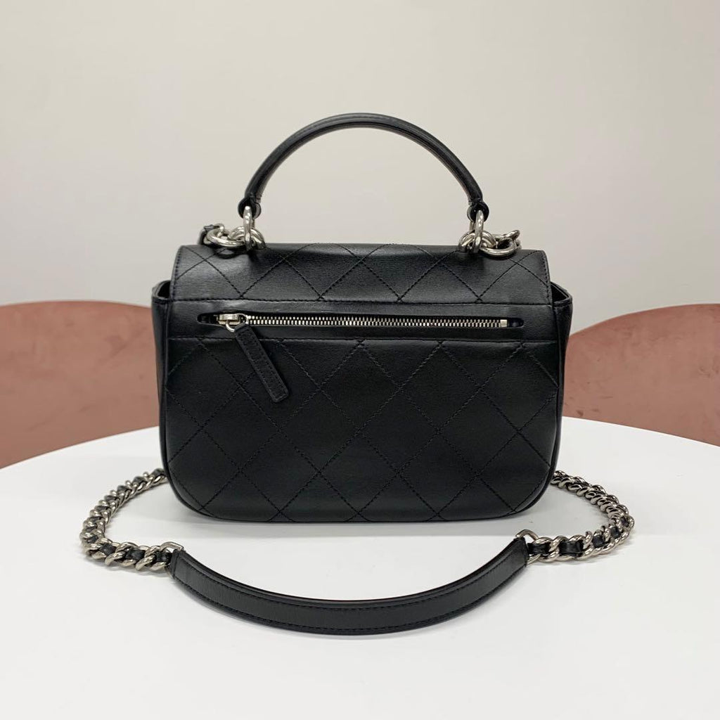 Chanel Quilted Turnlock Single Flap Top Handle — view 3