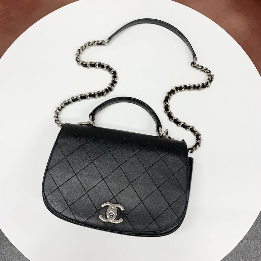 Chanel Quilted Turnlock Single Flap Top Handle — view 5