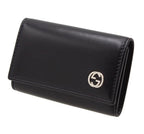 Gucci Interlocking Leather 6 Row Key Case Key Holder : Black