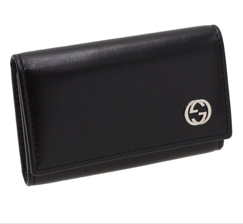 Gucci Interlocking Leather 6 Row Key Case Key Holder : Black