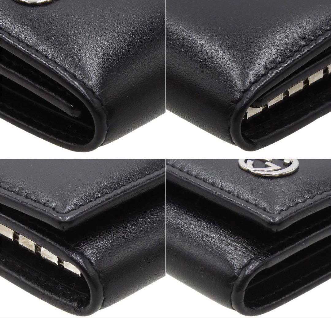 Gucci Interlocking Leather 6 Row Key Case Key Holder : Black