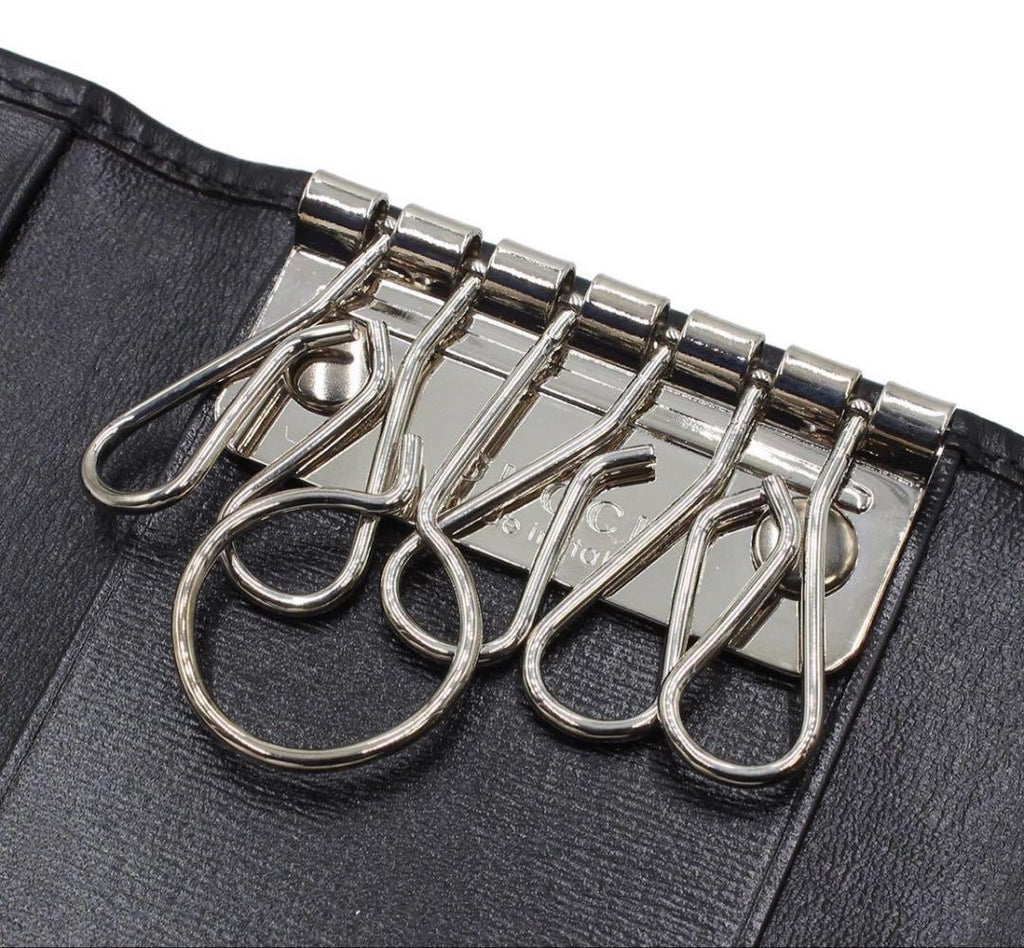 Gucci Interlocking Leather 6 Row Key Case Key Holder : Black