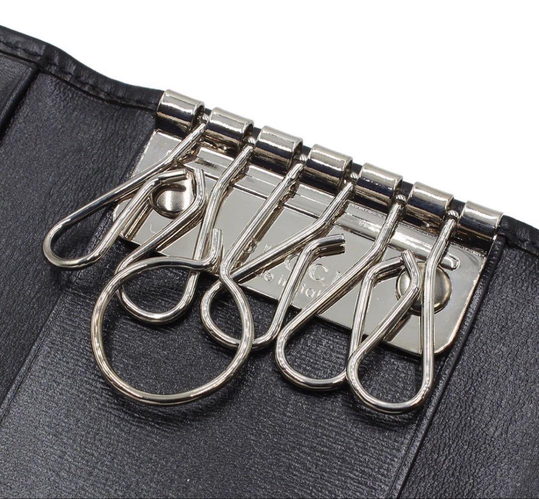 Gucci Interlocking Leather 6 Row Key Case Key Holder : Black