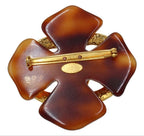 Chanel CC Logo Tortoiseshell Cross Motif Brooch