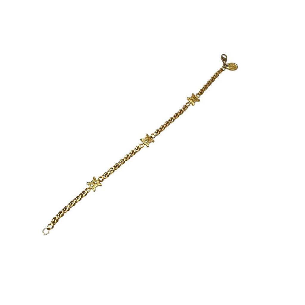 Celine Triomphe Gold Bangle Bracelet Rhinestone — view 7