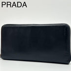Prada Saffiano Organizer Leather Zip Around Wallet