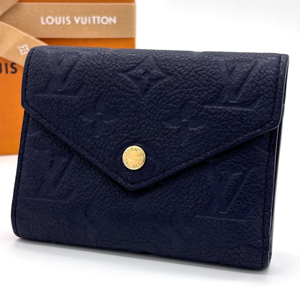 Louis Vuitton Monogram Empreinte Portefeuille Victorine Navy Wallet