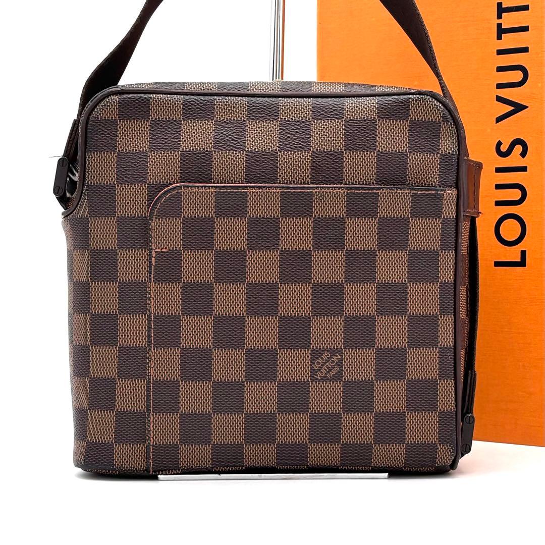 Louis Vuitton Damier Ebene Olaf PM Shoulder Bag Brown Leather