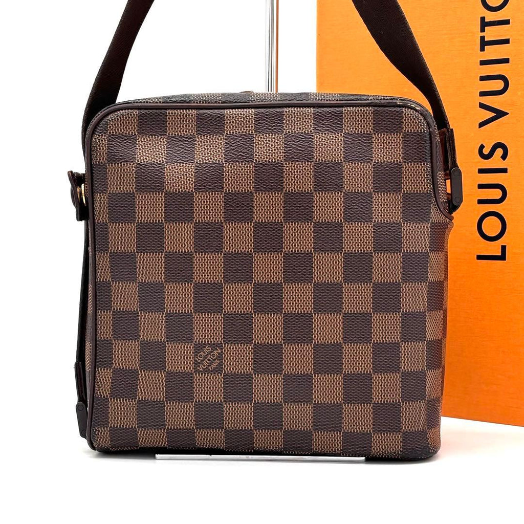 Louis Vuitton Damier Ebene Olaf PM Shoulder Bag Brown Leather — view 2