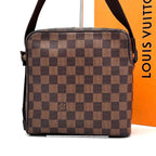 Louis Vuitton Damier Ebene Olaf PM Shoulder Bag Brown Leather — view 2