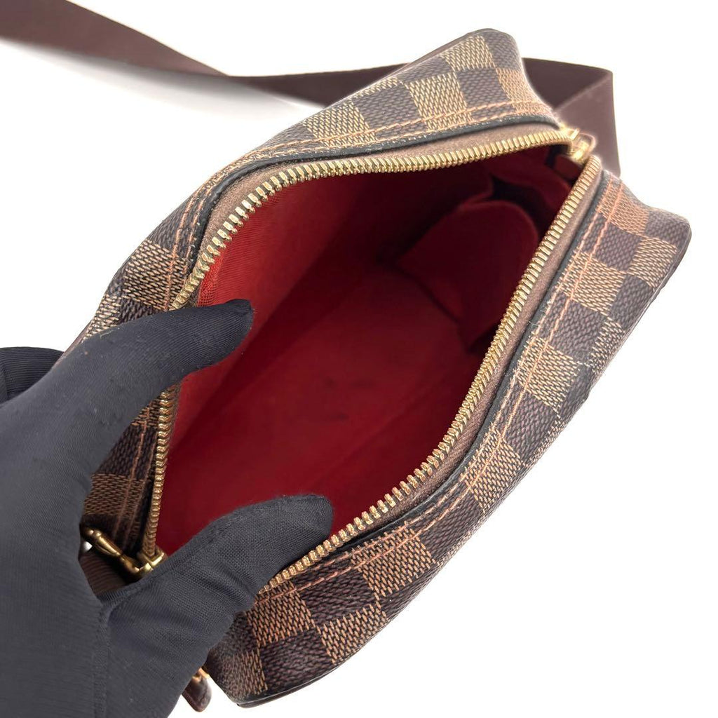 Louis Vuitton Damier Ebene Olaf PM Shoulder Bag Brown Leather — view 3