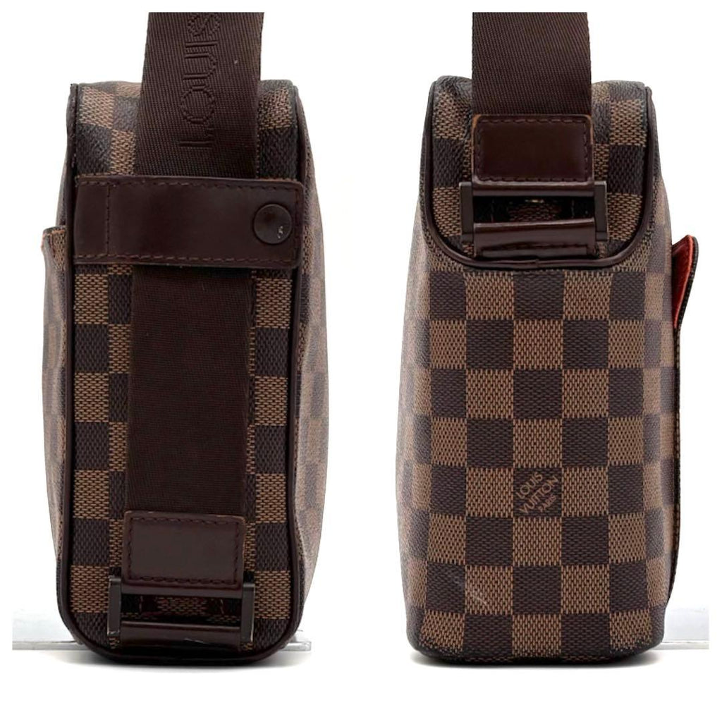Louis Vuitton Damier Ebene Olaf PM Shoulder Bag Brown Leather — view 7