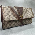 Gucci GG Shoulder Bag Brown Beige Leather Logo