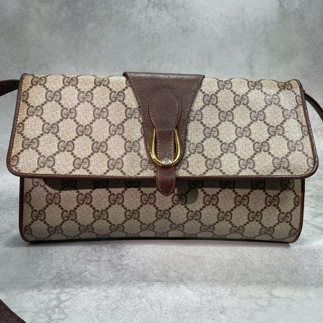 Gucci GG Shoulder Bag Brown Beige Leather Logo — view 2
