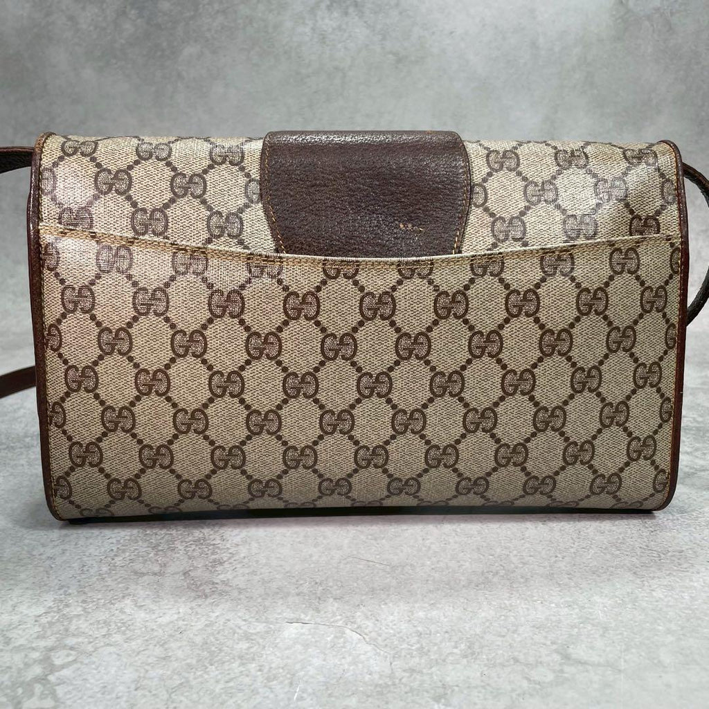 Gucci GG Shoulder Bag Brown Beige Leather Logo — view 3