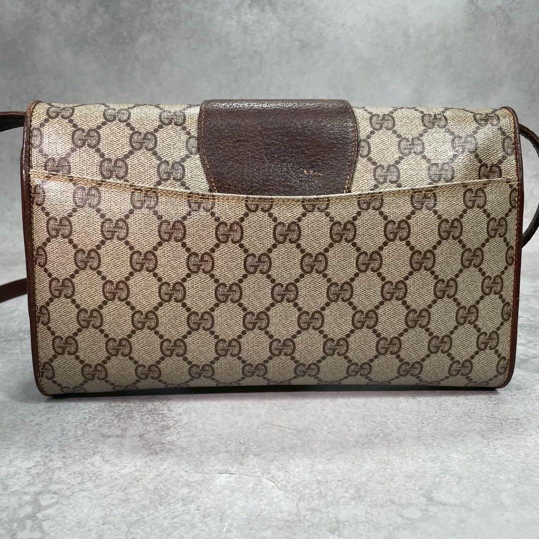 Gucci GG Shoulder Bag Brown Beige Leather Logo — view 3