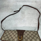 Gucci GG Shoulder Bag Brown Beige Leather Logo — view 4