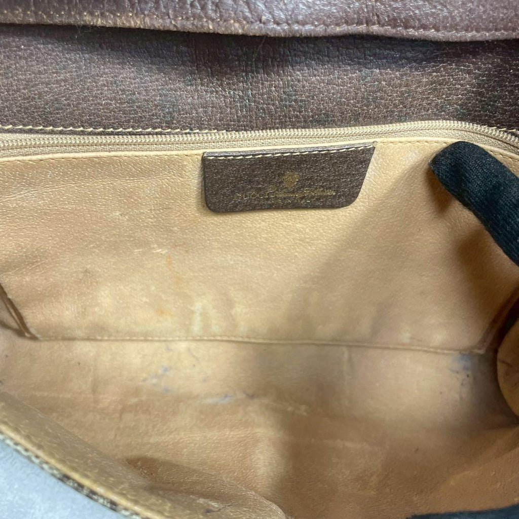 Gucci GG Shoulder Bag Brown Beige Leather Logo — view 5