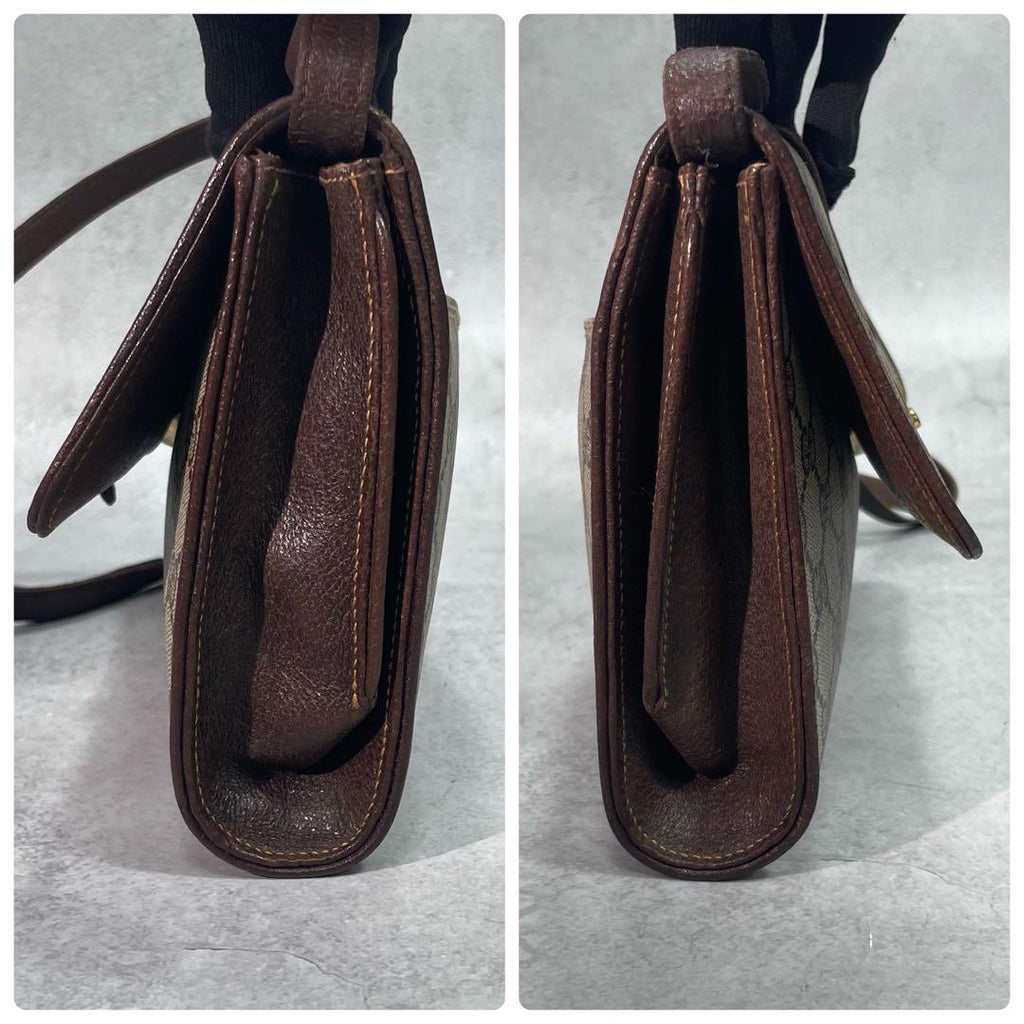 Gucci GG Shoulder Bag Brown Beige Leather Logo — view 7