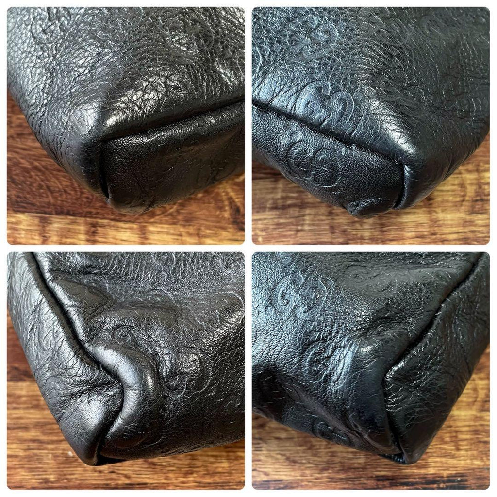 Gucci GG Guccissima Leather Shoulder Bag Messenger All Over Print Black — view 6