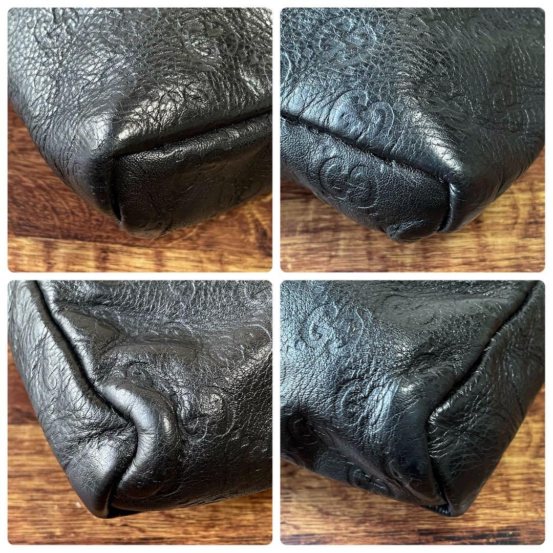 Gucci GG Guccissima Leather Shoulder Bag Messenger All Over Print Black — view 6