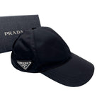 Prada Nylon Triangle Plate Logo Baseball Cap Black