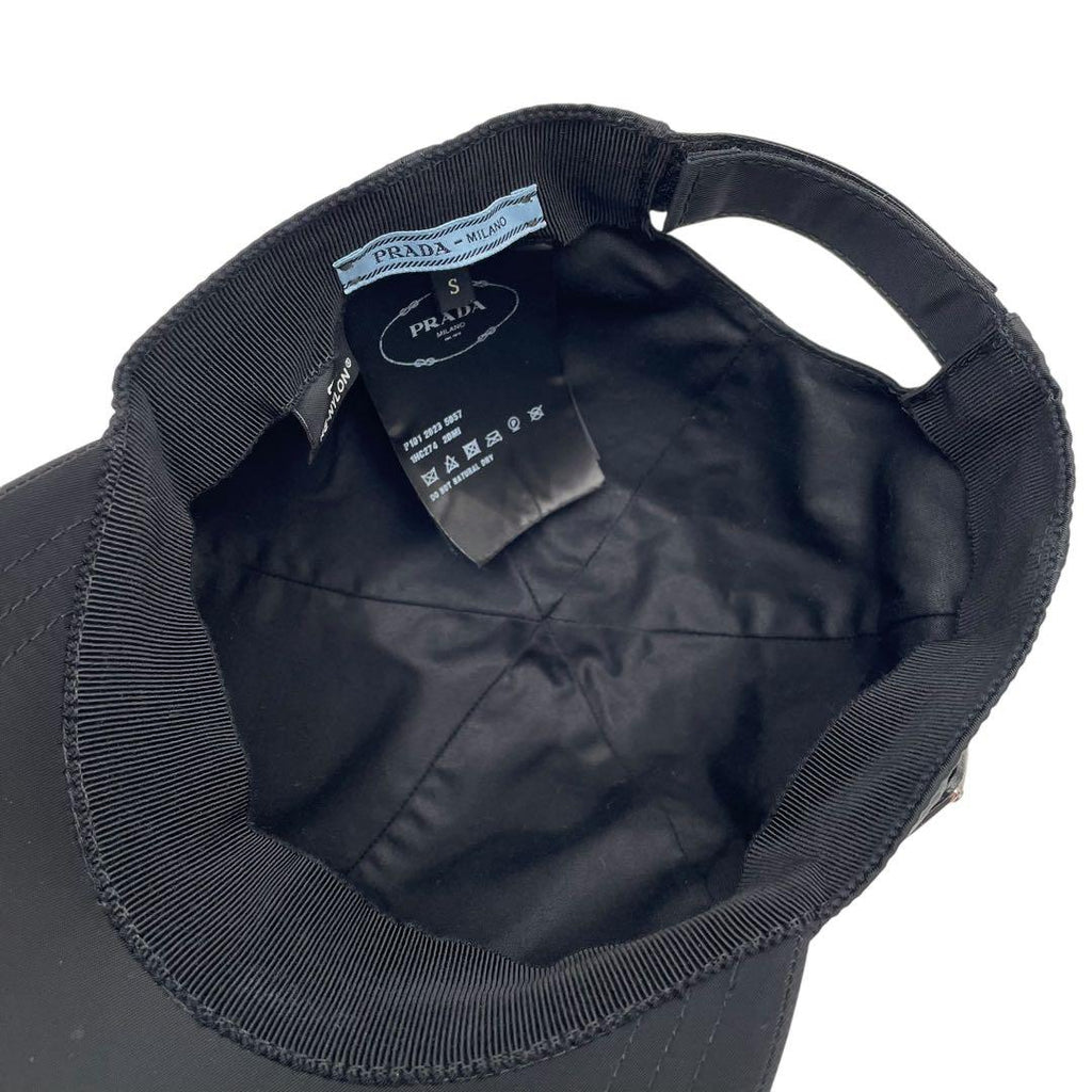 Prada Nylon Triangle Plate Logo Baseball Cap Black — view 7