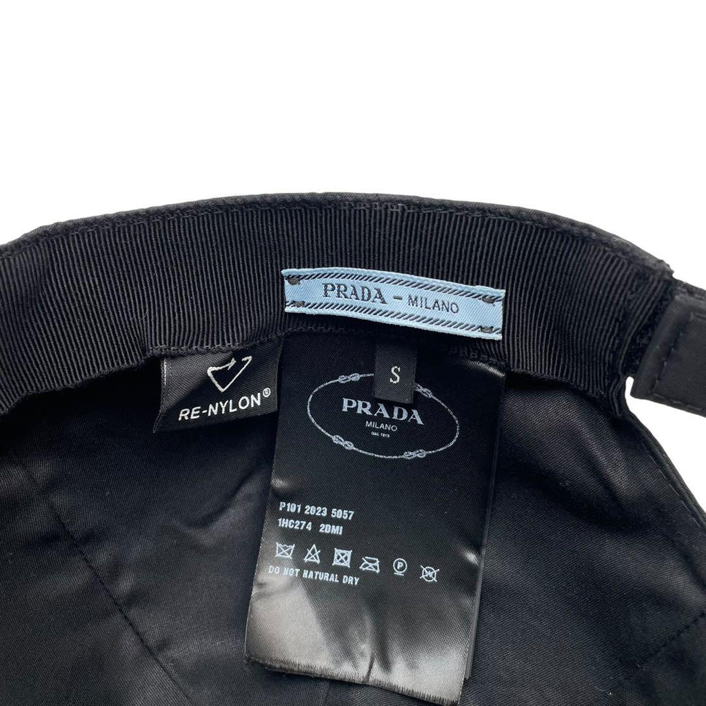 Prada Nylon Triangle Plate Logo Baseball Cap Black — view 8