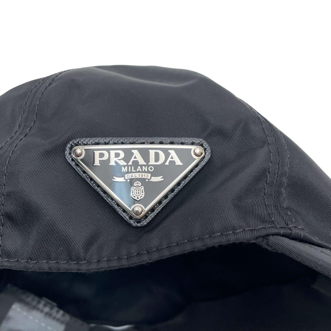 Prada Nylon Triangle Plate Logo Baseball Cap Black — view 9
