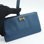Hermes Bearn Classic Wallet Chevre Blue Gold — view 2