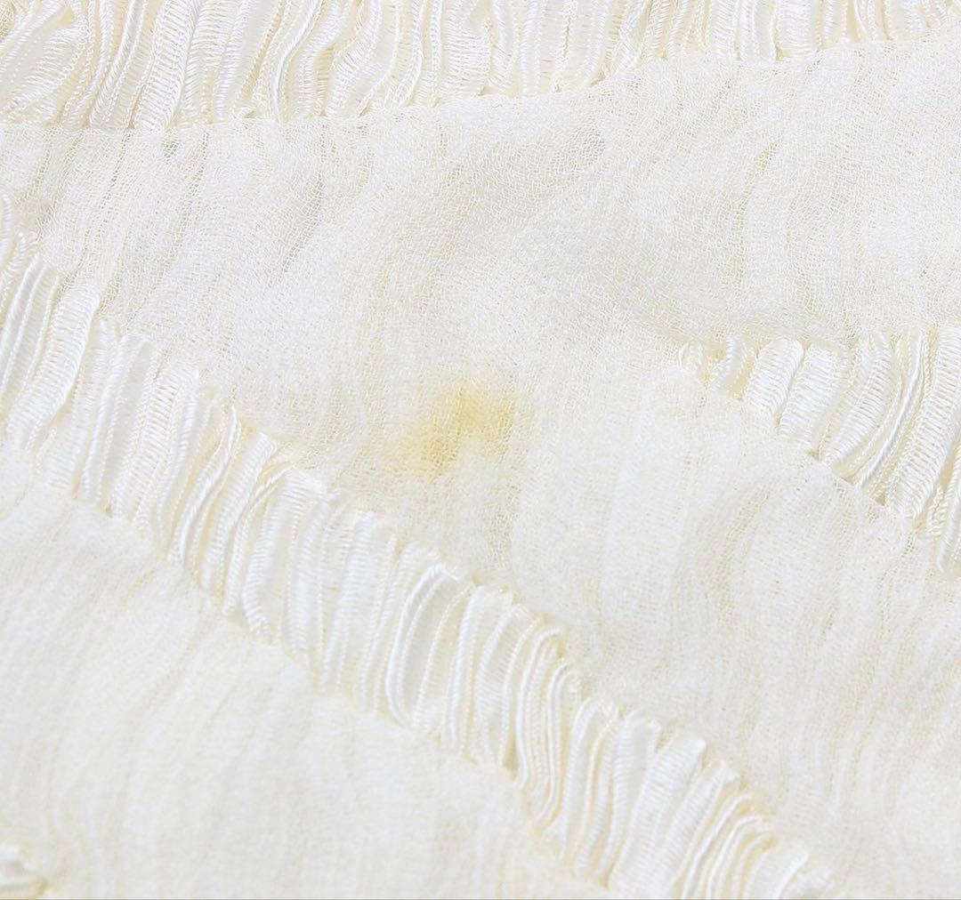 Gucci Silk Shawl Scarf Pleated Ivory — view 4