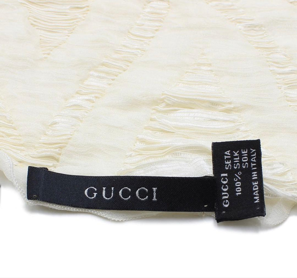 Gucci Silk Shawl Scarf Pleated Ivory — view 5