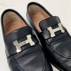 Hermes Paris Leather Loafers Black — view 9