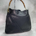 Gucci Shoulder Bag 2-Way Bamboo Black Leather