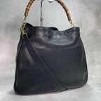 Gucci Shoulder Bag 2-Way Bamboo Black Leather
