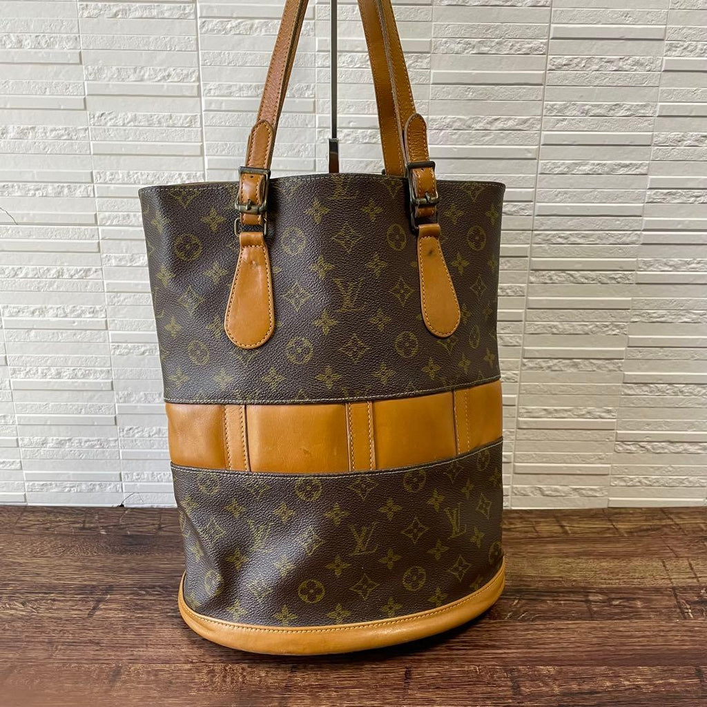 Louis Vuitton Monogram Leather Bucket Shoulder Tote — view 9