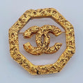 Chanel Brooch CC Logo Lava Gold