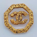 Chanel Brooch CC Logo Lava Gold