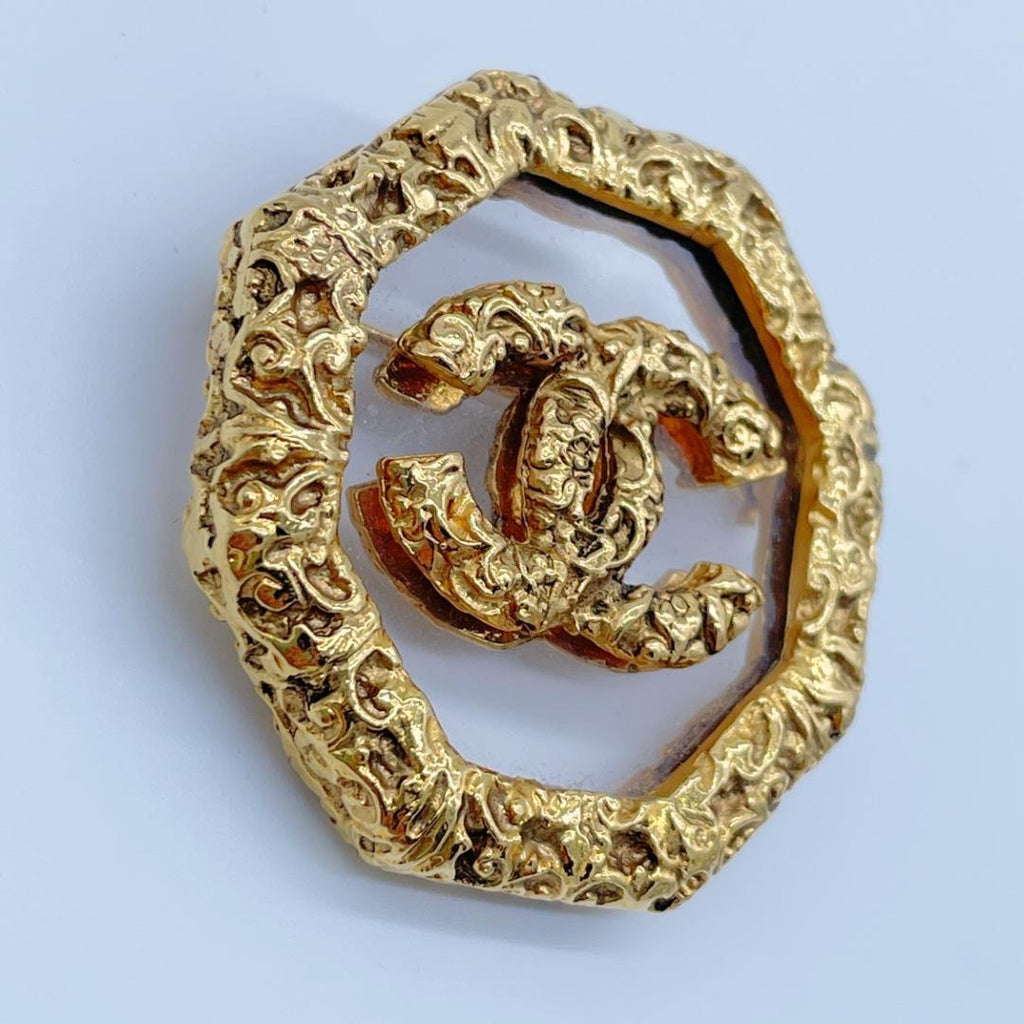 Chanel Brooch CC Logo Lava Gold — view 5
